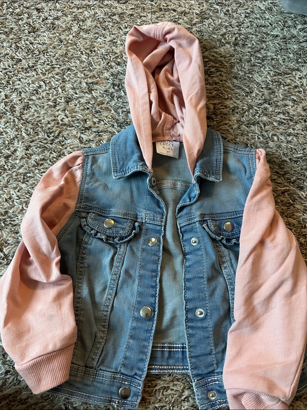 Pink-Sleeve Denim Hooded Jacket - Girls size 3t assorted